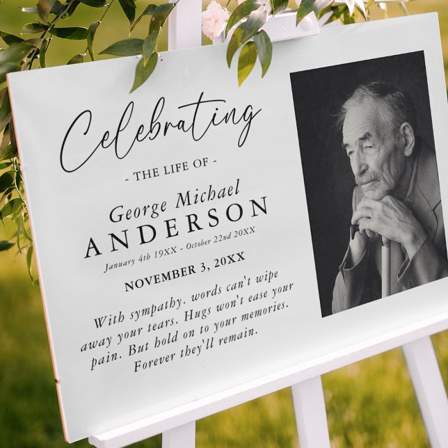 Elegant Celebration of Life Memorial Funeral Photo Foam Board (Creator Uploaded)