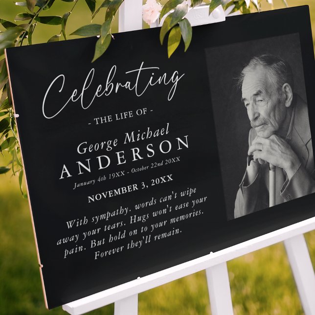 Elegant Celebration of Life Memorial Funeral Photo Foam Board (Creator Uploaded)
