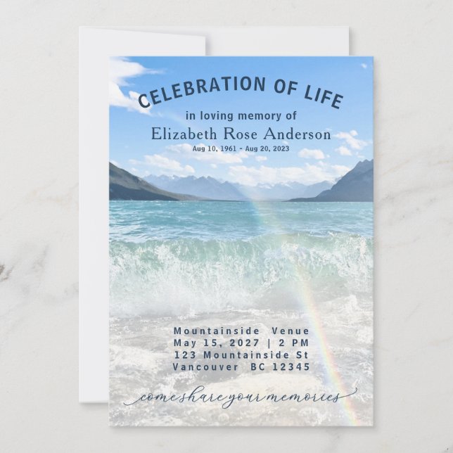 Elegant Celebration of Life Memorial Invitation (Front)