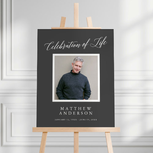 Elegant Celebration of Life Memorial Photo Sign