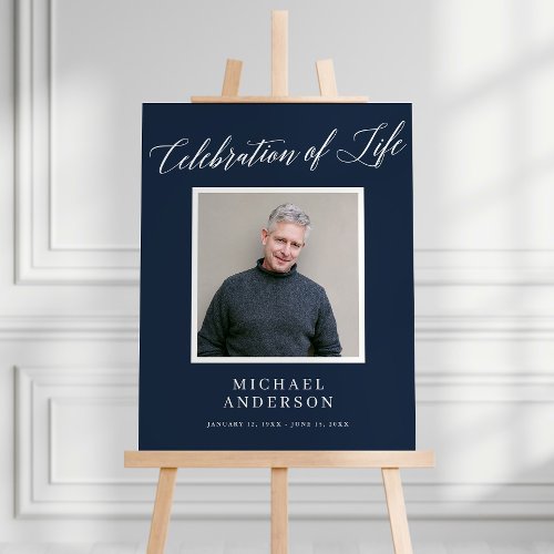 Elegant Celebration of Life Memorial Photo Sign