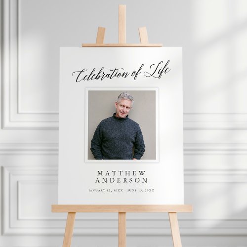 Elegant Celebration of Life Memorial Photo Sign