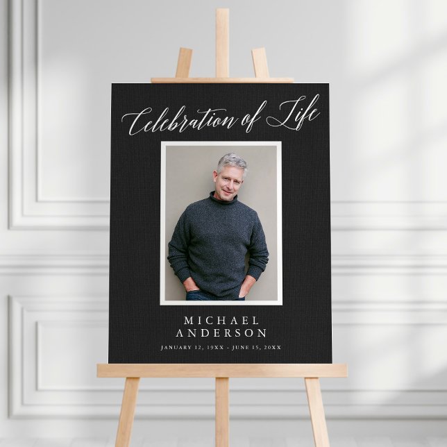 Elegant Celebration of Life Memorial Photo Sign (Creator Uploaded)
