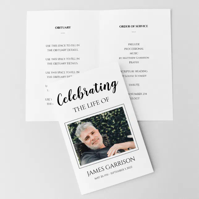 Elegant Celebration of Life Memorial Program Flyer | Zazzle