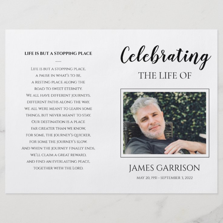 Elegant Celebration of Life Memorial Program Flyer | Zazzle