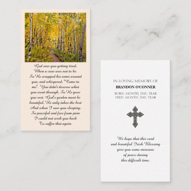 Elegant Celebration of Life Memorial Service Card (Front/Back)