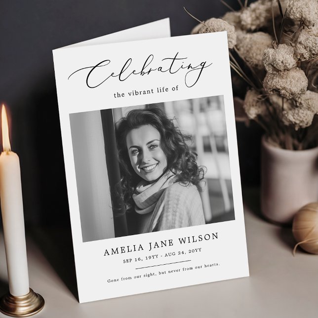 Elegant Celebration of Life Photo Funeral Folded Program (Creator Uploaded)