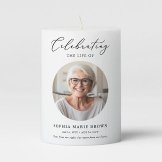 Elegant Celebration of Life Photo Funeral Memorial Pillar Candle