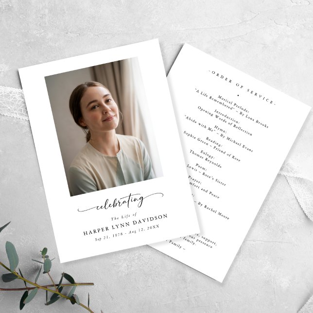 Elegant Celebration of Life Photo Funeral Program (Creator Uploaded)