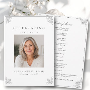 Elegant Celebration of Life Photo Funeral Program
