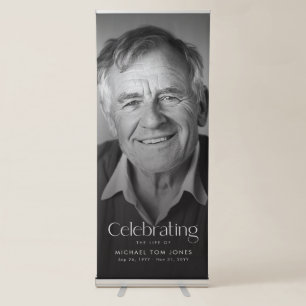 Elegant Celebration of Life Photo Funeral Retractable Banner