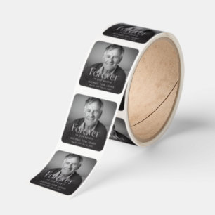 Elegant Celebration of Life Photo Funeral Square Sticker