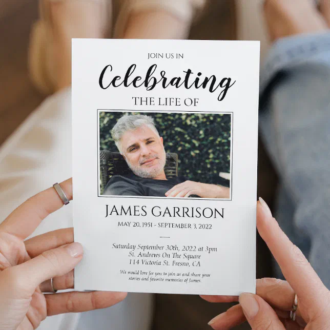 Elegant Celebration of Life Photo Invitation | Zazzle