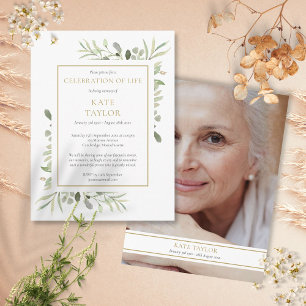 Elegant Celebration of Life Photo Invitation Postcard