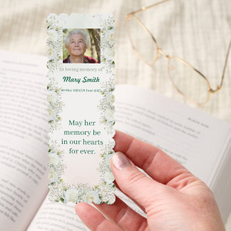 Elegant Celebration of Life Photo Memorial Bookmarks
