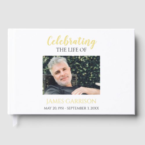 Elegant Celebration of Life Photo Memorial Foil Guest Book