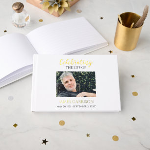Elegant Celebration of Life Photo Memorial Foil Guest Book