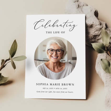 Elegant Photo Celebration of Life Memorial funeral Invitation | Zazzle