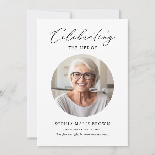 Elegant Celebration of Life Photo Memorial Funeral Invitation | Zazzle