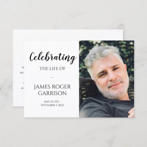 Elegant Celebration of Life Prayer Card with Photo | Zazzle