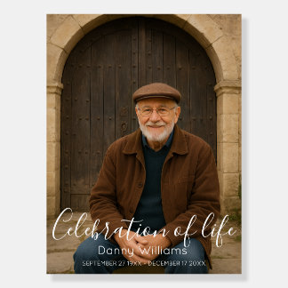 Elegant Celebration of Life Script Photo Funeral F Foam Board
