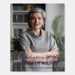 Elegant Celebration of Life Script Photo Funeral F Foam Board