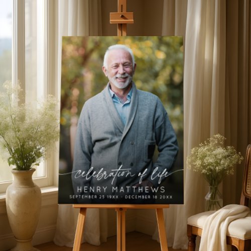 Elegant Celebration of Life Script Photo Funeral 