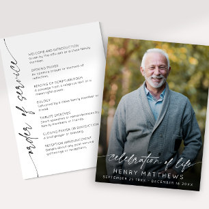 Elegant Celebration of Life Script Photo Funeral Program