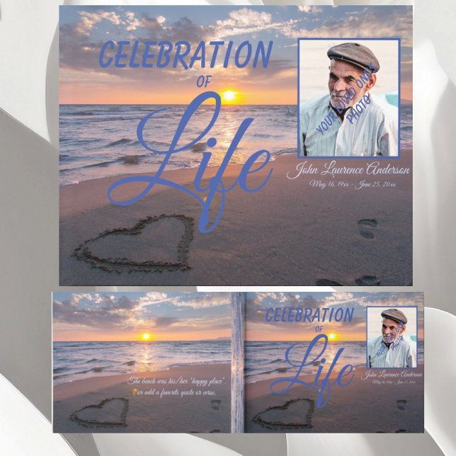 Elegant Celebration Of Life Sunset Ocean Photo Guest Book (Creator Uploaded)