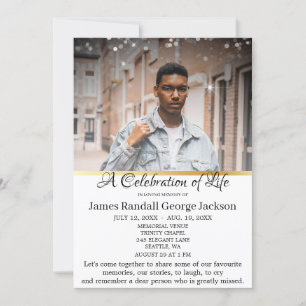Elegant Celebration of Life Tasteful Funeral Invitation