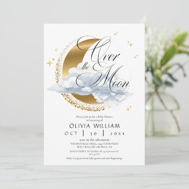 Elegant Celestial Baby Shower Gender Neutral Invitation (Standing Front)