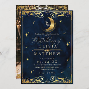 Elegant Celestial Blue Wedding Invitation