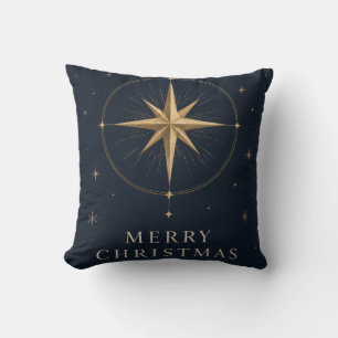 Elegant Celestial Christmas, Midnight Navy style Throw Pillow