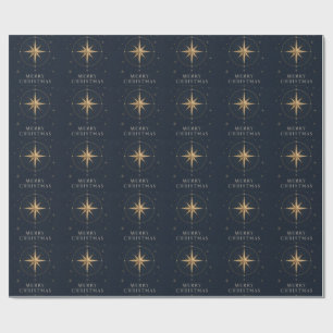 Elegant Celestial Christmas, Midnight Navy style Wrapping Paper
