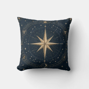 Elegant Celestial Christmas ,Vintage Eight Point Throw Pillow