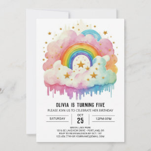 Elegant Celestial Clouds Girl Birthday Invitation