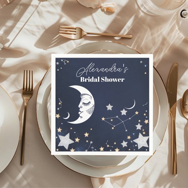Elegant Celestial Crescent Moon Bridal Shower Napkins (Creator Uploaded)