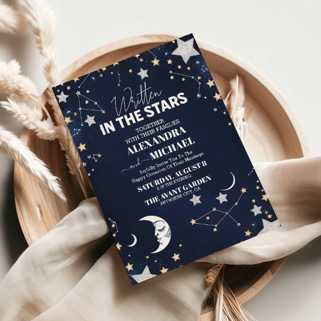 Elegant Celestial Crescent Moon Wedding Invitation (Creator Uploaded)