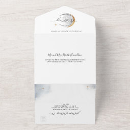 Elegant Celestial Moon and Stars Wedding All In One Invitation | Zazzle