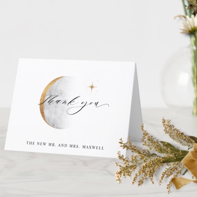 Elegant Celestial Moon and Stars Wedding Thank You Card (Creator Uploaded)