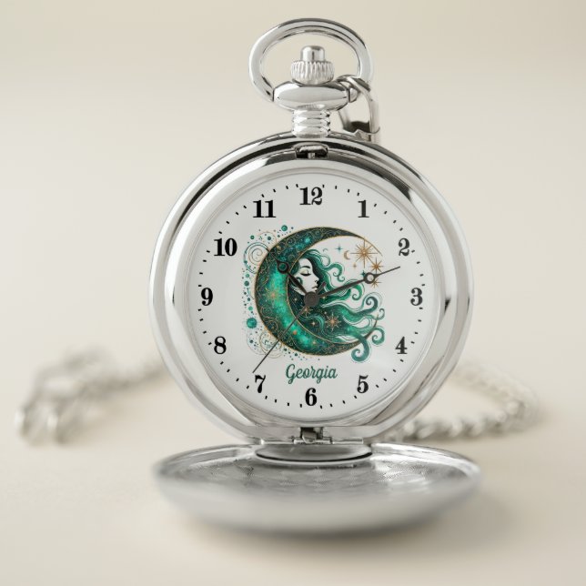 Elegant Celestial moon lovers Pocket Watch (Inside)