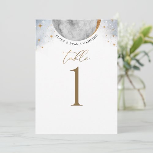 Elegant Celestial  Moon Sky and Stars Table Number