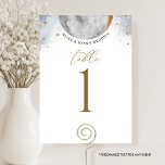 Elegant Celestial  Moon Sky and Stars Table Number<br><div class="desc">Help your guests find their table with this elegant celestial table number. Double sided cards with clear space all around giving you the liberty to display with table holders or frames. Attractive design with beautiful watercolor sky, moon and stars in gold, white and silver hues. Matching seating chart cards with...</div>