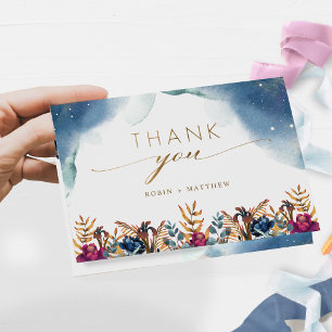 Elegant Celestial, Mystic Garden Wedding Folded Letterpress Thank You Card