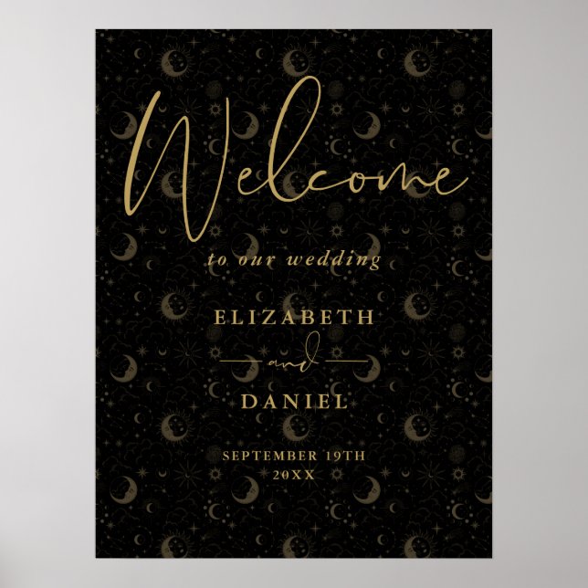Elegant Celestial Mystical Wedding Welcome Sign (Front)