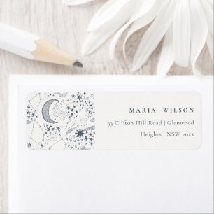 Elegant Celestial Navy Starry Night Moon Address Label
