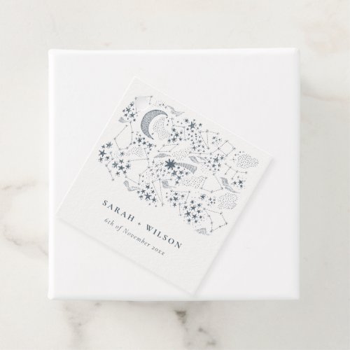 Elegant Celestial Navy Starry Night Moon Wedding Favor Tags