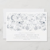Elegant Celestial Navy Starry Night Moon Wedding Invitation (Front)