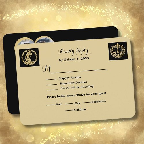 Elegant Celestial Photo Wedding RSVP Card