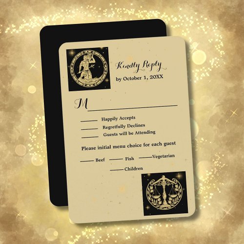 Elegant Celestial Photo Wedding RSVP Card